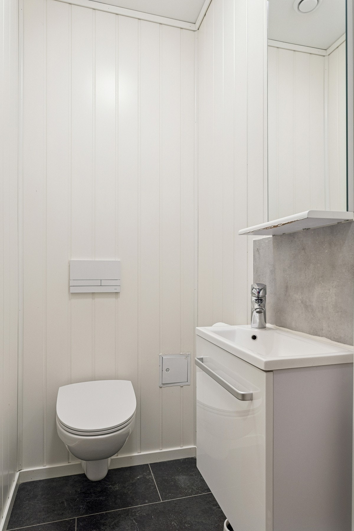 Praktisk separat toalett med vegghengt servant og toalett. Galleribilde