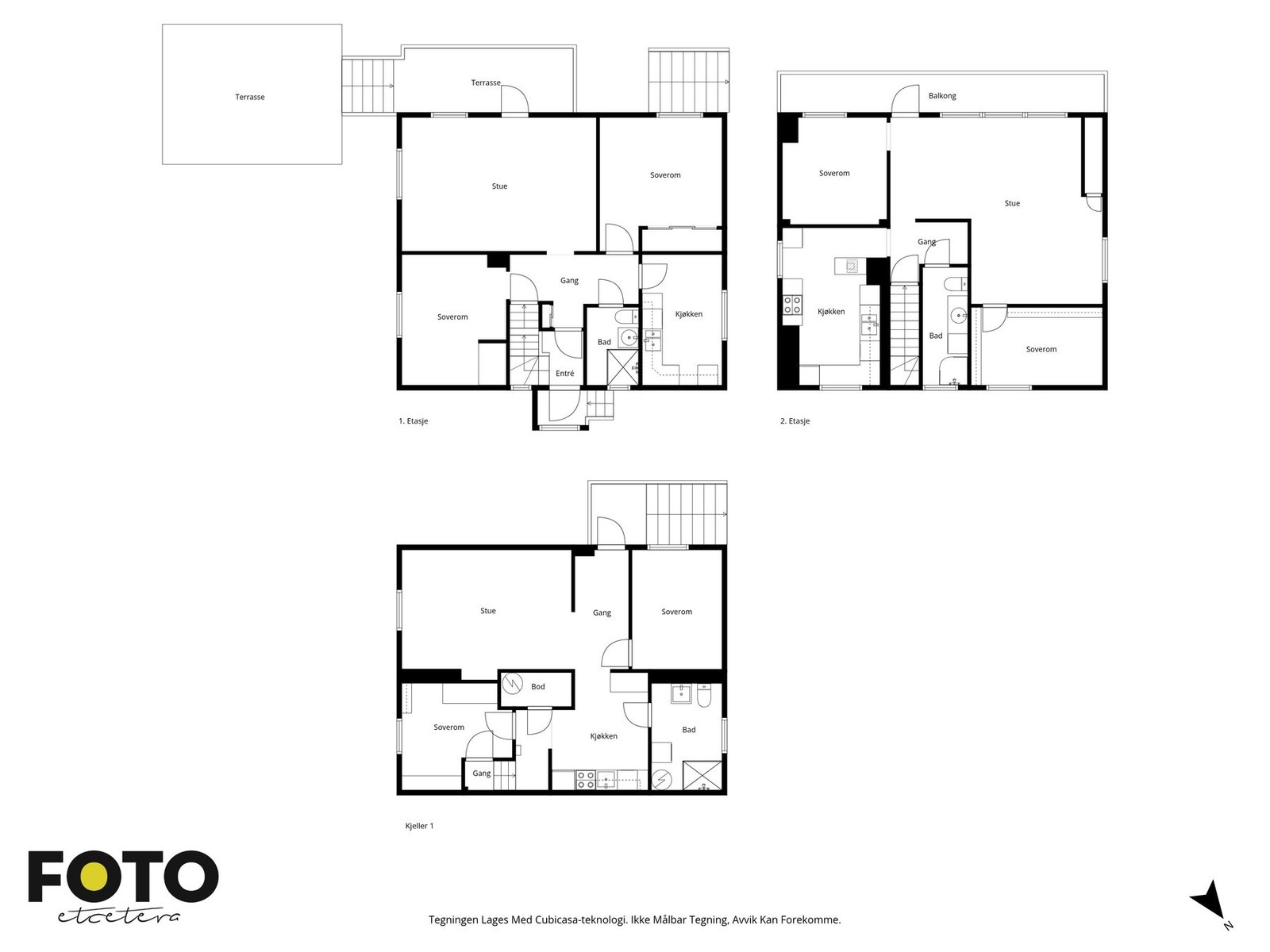 Plantegning over alle tre etasjene. Galleribilde