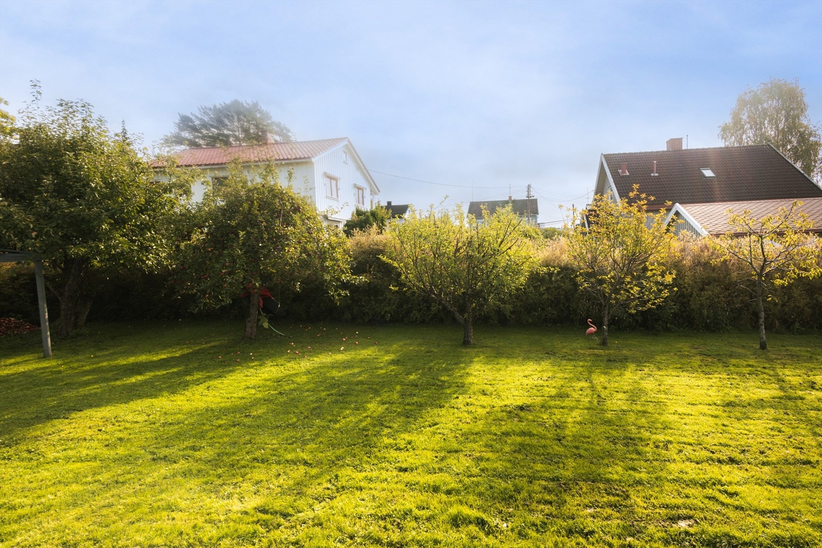 Eiendommen har en frodig hage med etablerte frukttrær. Galleribilde