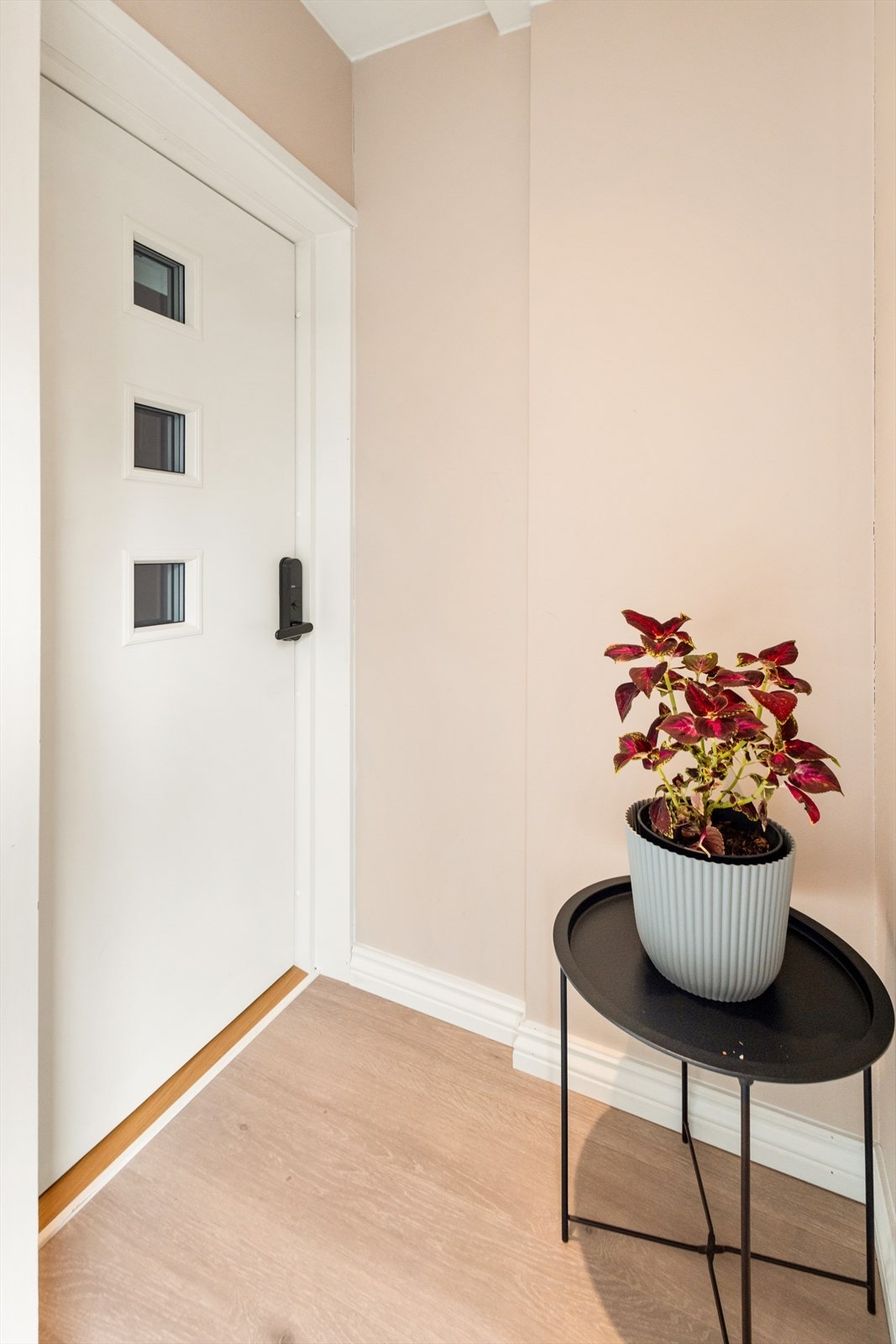 Adkomst til garasjen fra tv-stue med elektrisk kodelås Galleribilde