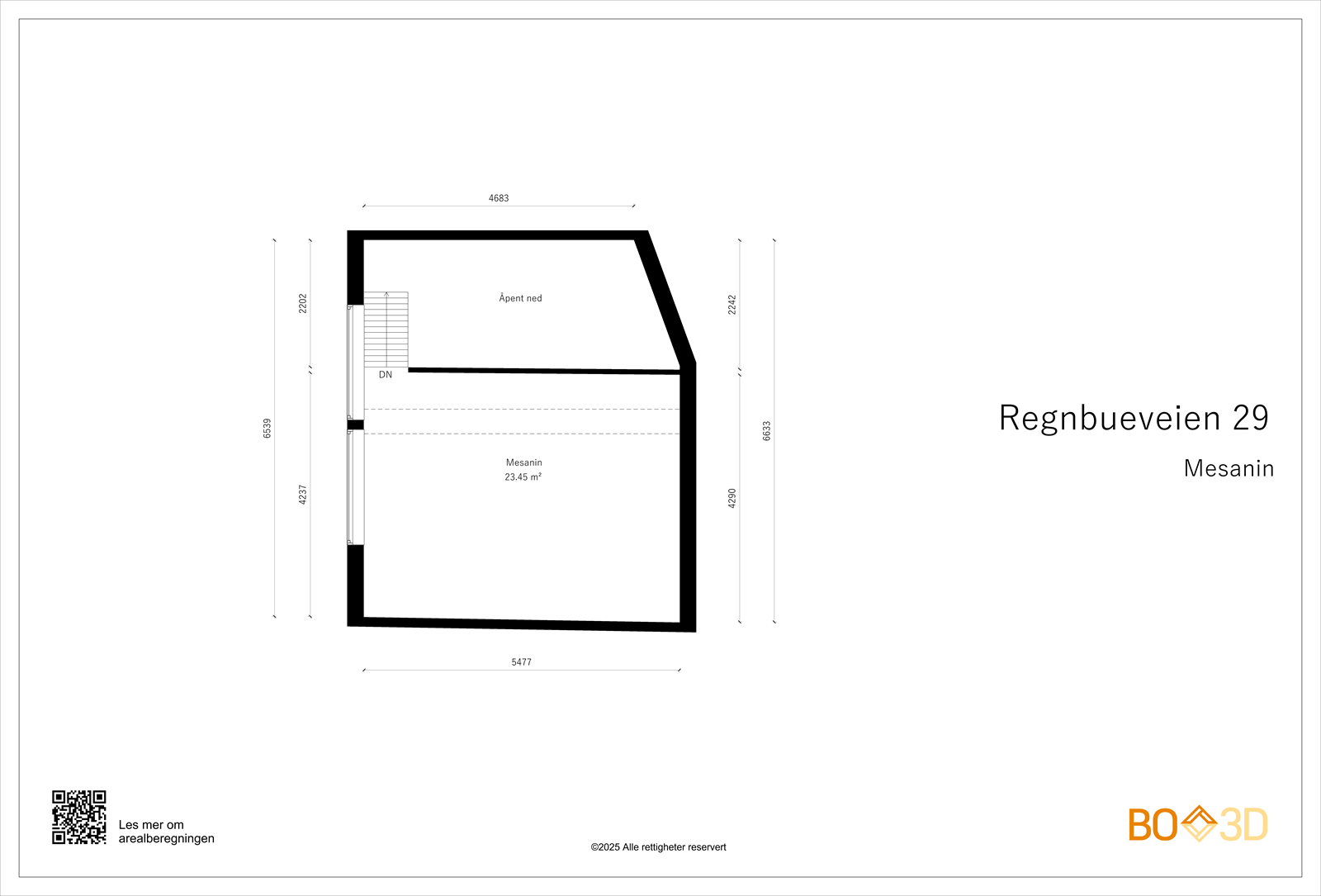 Garasjen har en mesanin på over 23 m², som gir rikelig med lagringsplass. Galleribilde