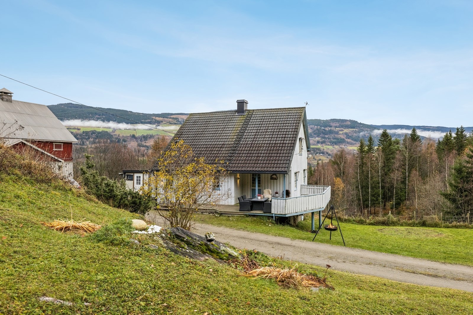 Bruket strekker seg over en tomt på ca. 8,7 dekar, idyllisk plassert langs Vestsidevegen på Tretten. Galleribilde