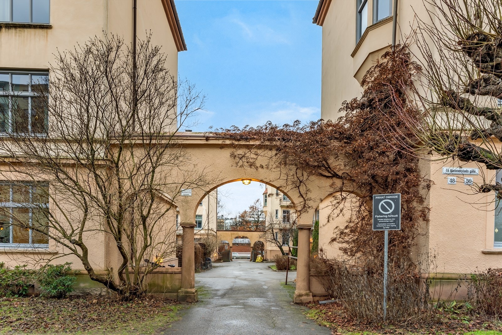 Adkomst til bakgården via portaler fra Hammerstads gate og Trudvangveien. Galleribilde