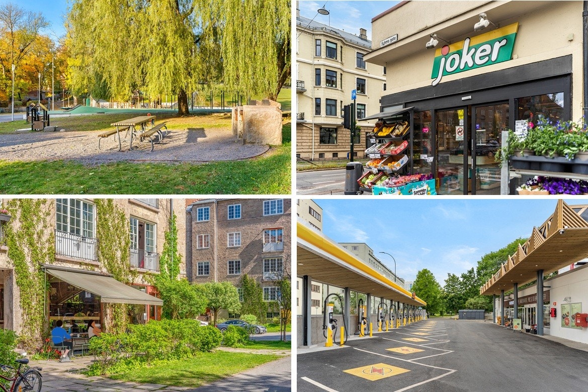 Søndagsåpen Joker og ny St1 hurtigladestasjon på Marienlyst. Populære Havens kafé på Jessenløkken er heller ikke lang unna. Galleribilde