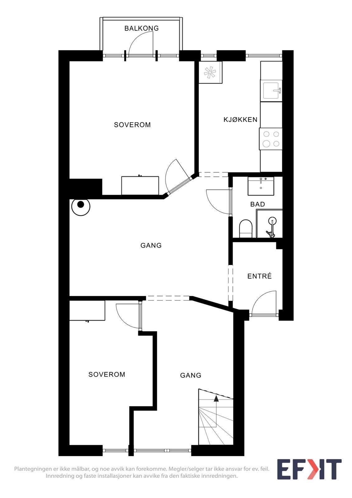 Oversiktlig plantegning over 2. etasje med rominndeling. Galleribilde