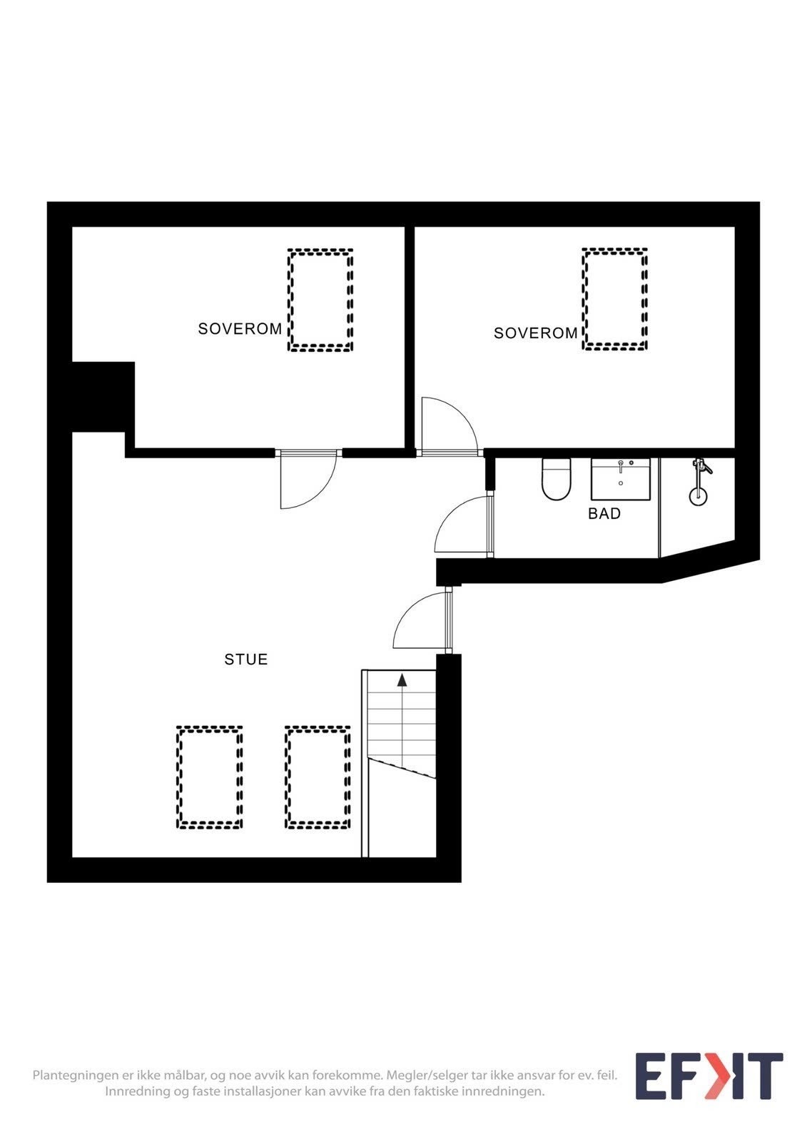 Plantegning over 3. etasje med loftsstue, soverom og bad. Galleribilde