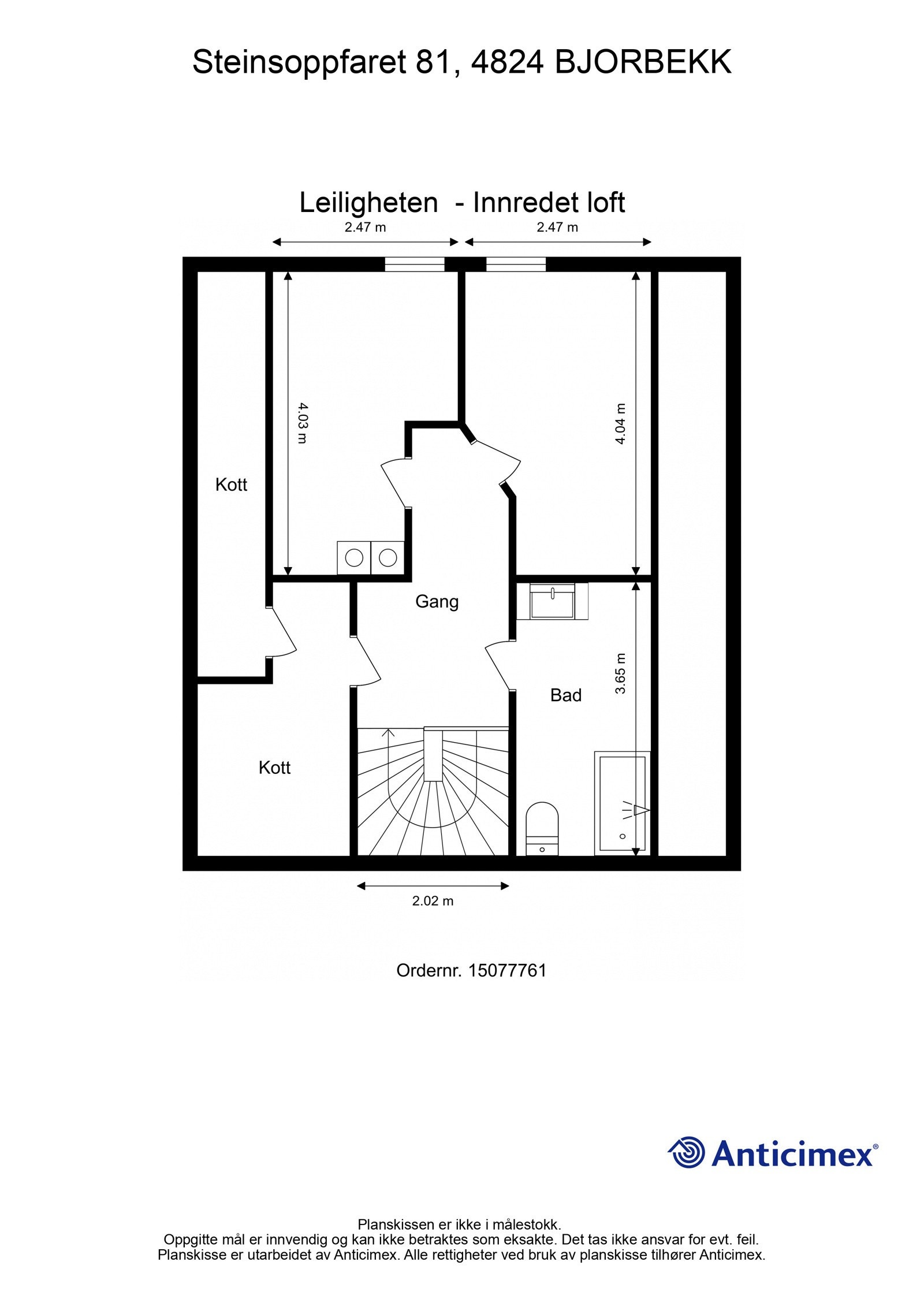 Plantegning - Innredet loft Galleribilde