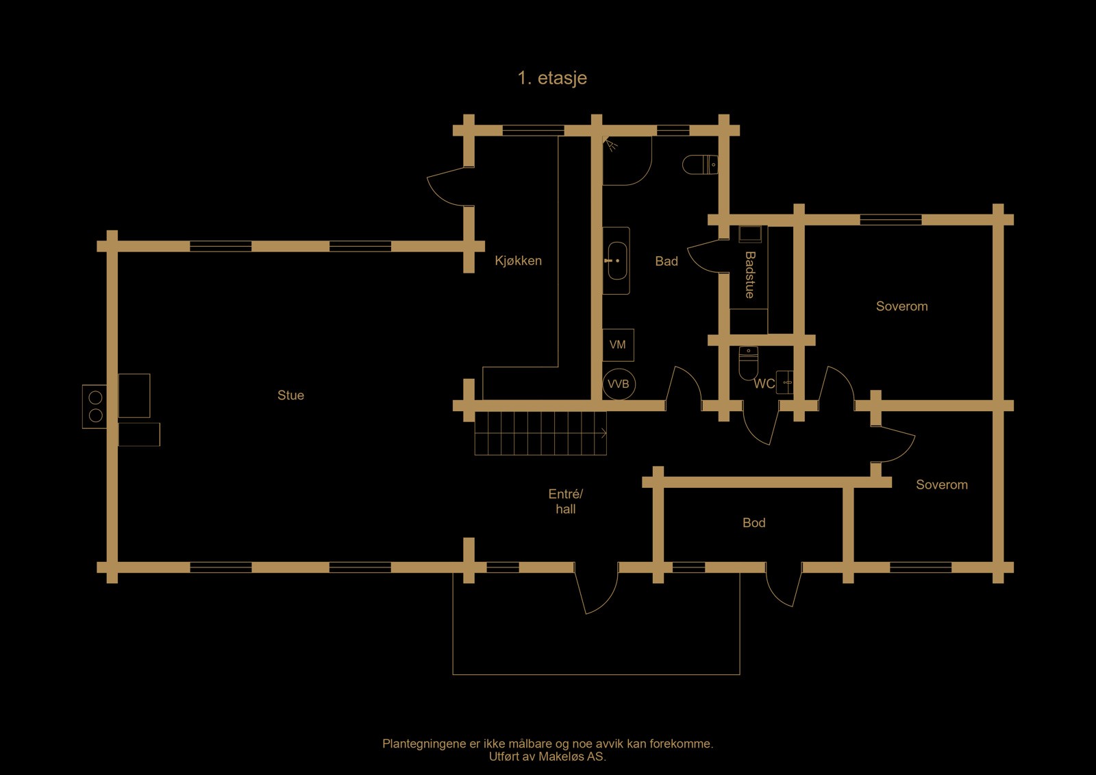 Plantegning 1.etg. Avvik kan forekomme. Galleribilde