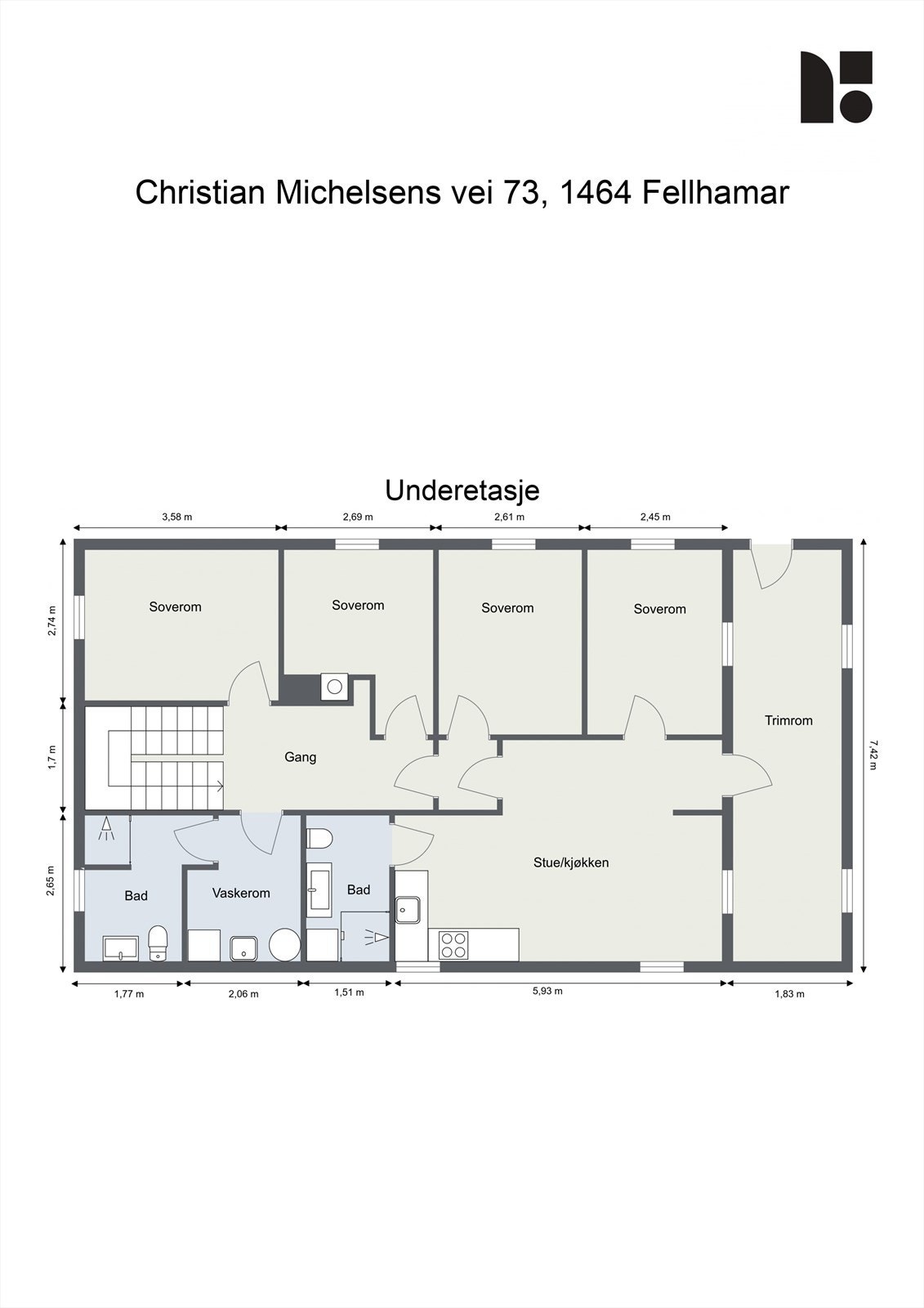 Plantegning underetasje Galleribilde