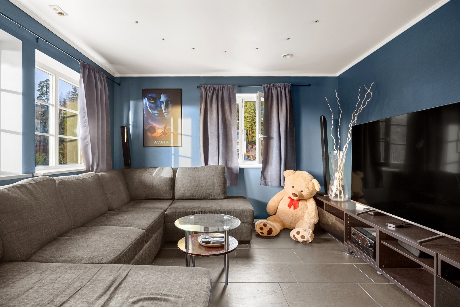 TV-stue i hovedetasje. Galleribilde