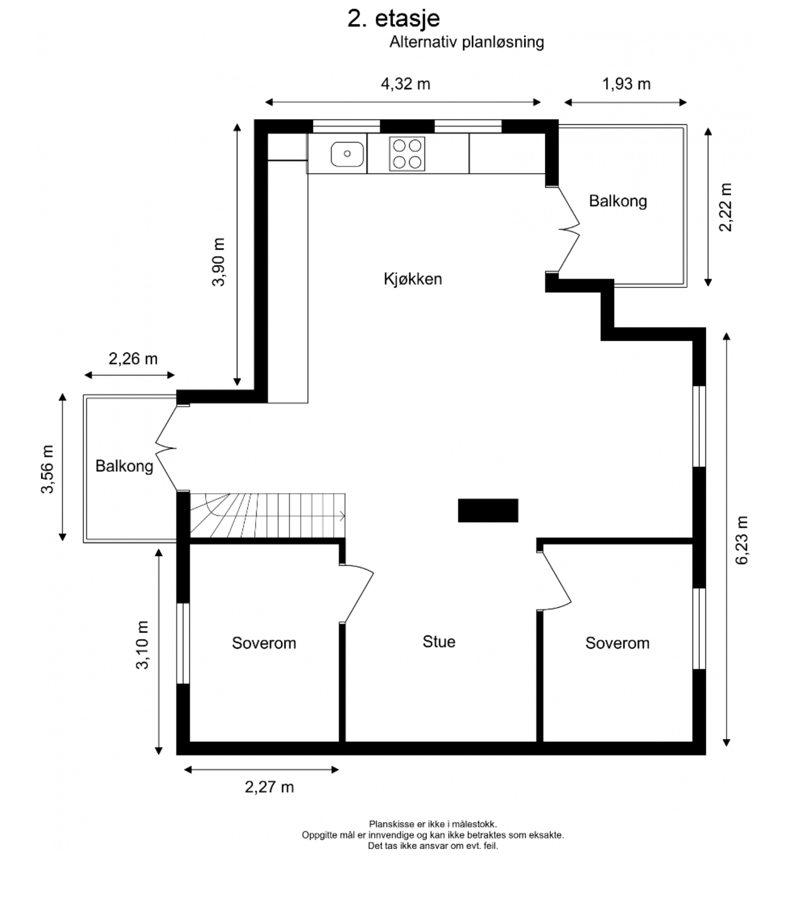 Plantegningen i denne etasjen ville da sett omtrent sånn ut. Galleribilde