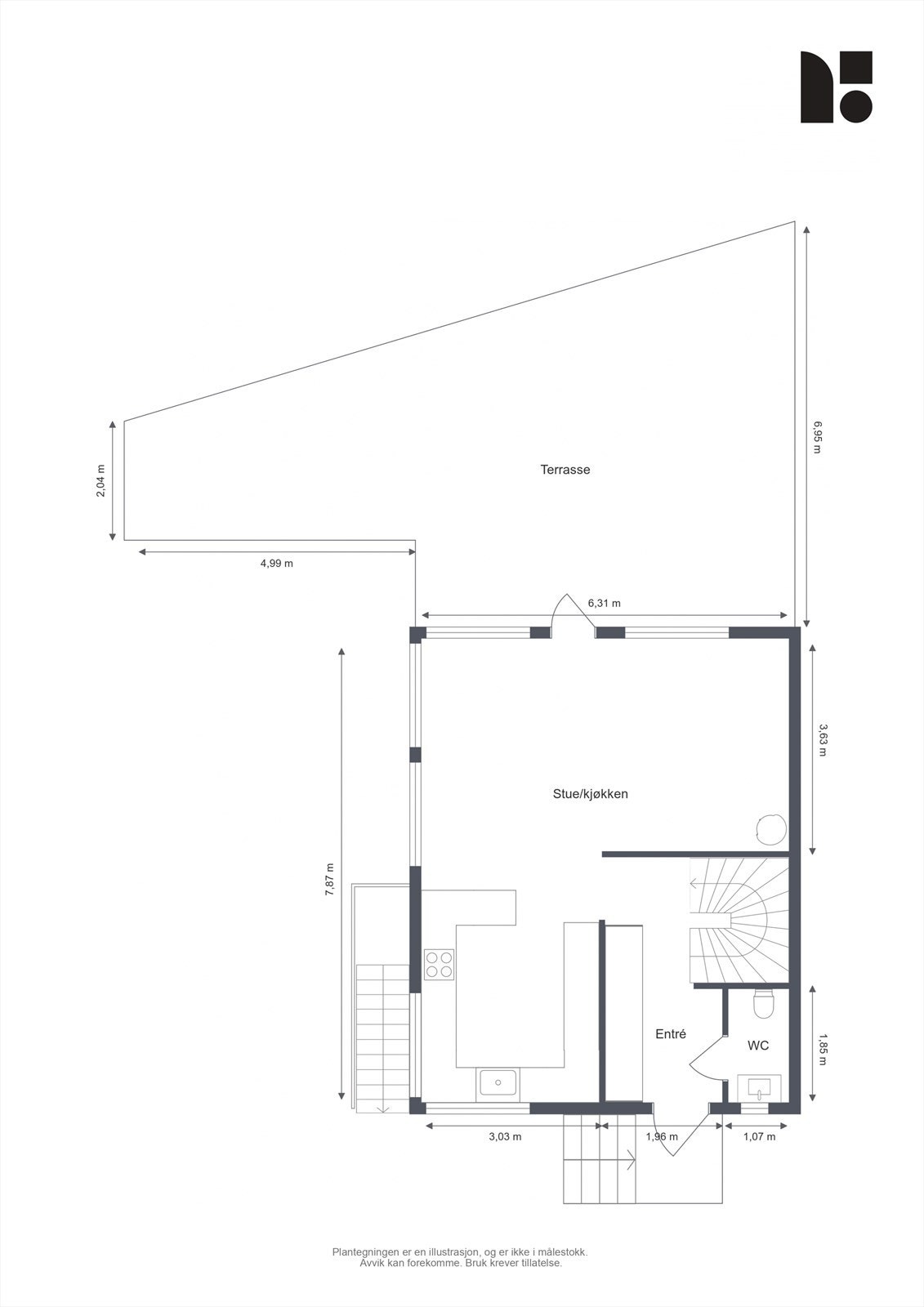 Planløsning 1. etasje/hovedplan Galleribilde