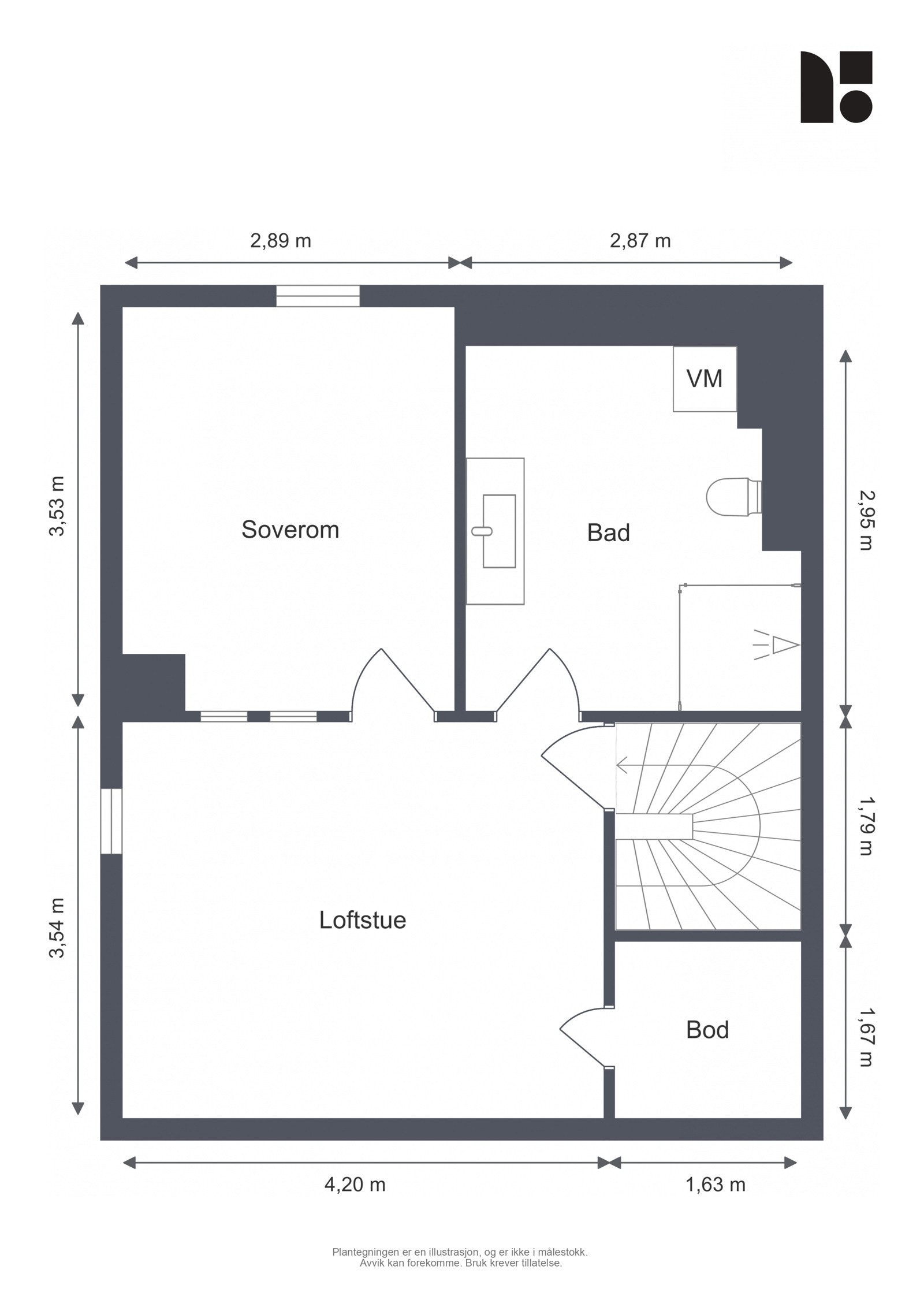 Plantegning loft. Galleribilde