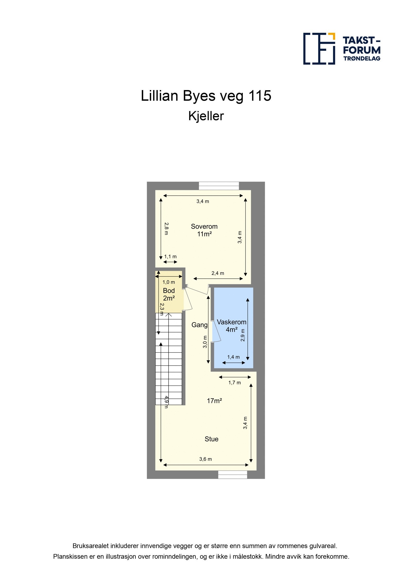 Planskisse fra takstmann over kjelleretasje Galleribilde