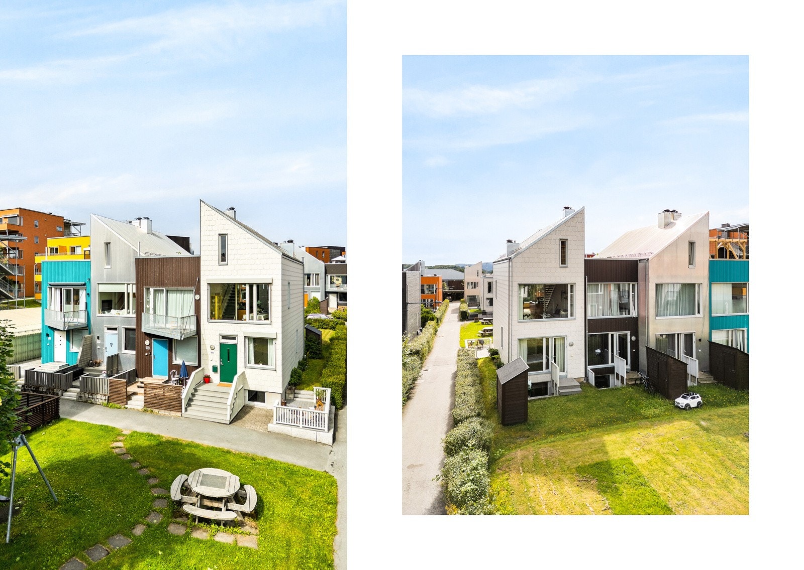 Fra det største soverommet er det adkomst til grøntareal, hvor det satt opp en praktisk utvendig bod til oppbevaring av verktøy og annet utstyr. Galleribilde