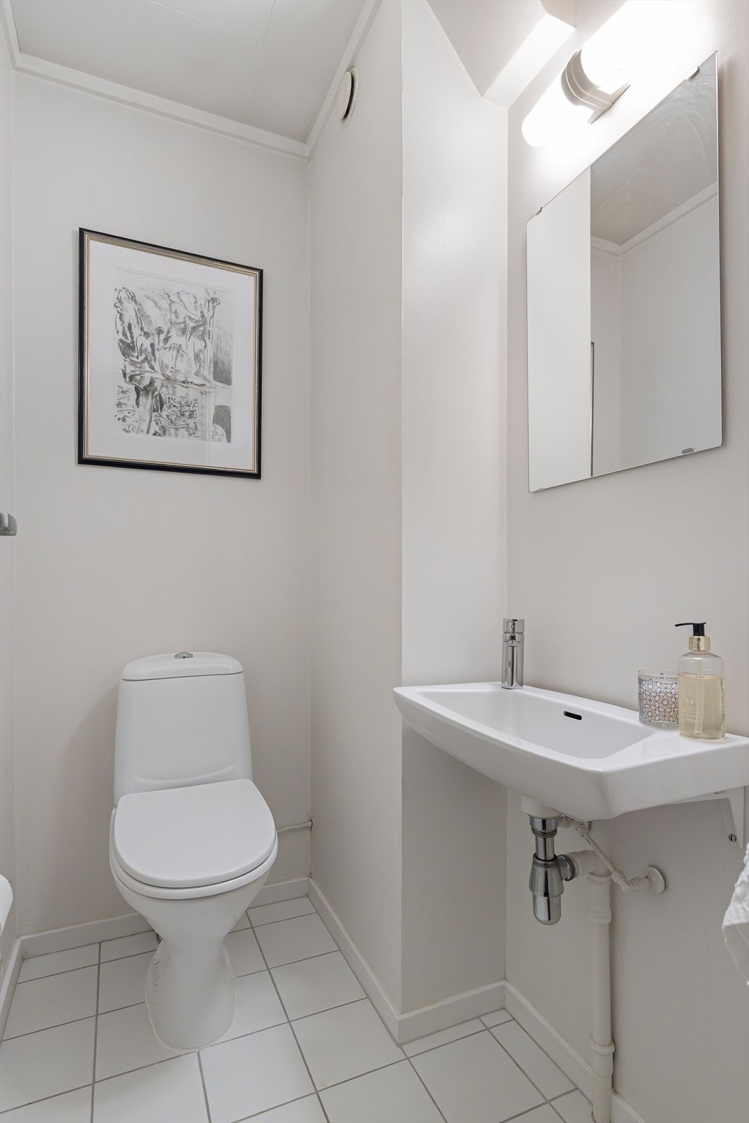 Toalettrommet ligger vegg i vegg med badet. Ved oppussing av baderommet kan en for eksempel slå sammen rommene til et større baderom. Galleribilde