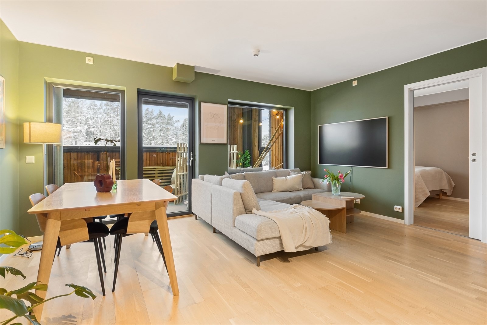 Vannbåren varme i gulvet i stuen. Galleribilde