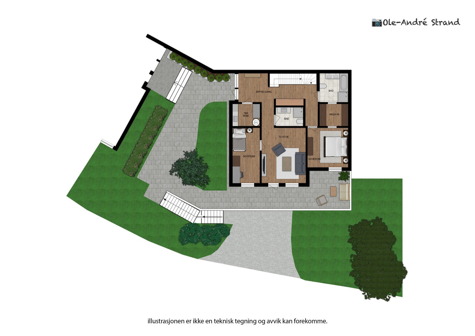1. etasje har et areal på 96 m². Her er det også utgang til terrasse. Galleribilde