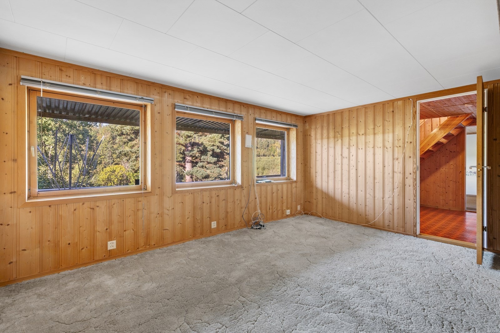 Fra kjellerstuen er det direkte utgang til en svært stor treterrasse på hele 47 m². Galleribilde