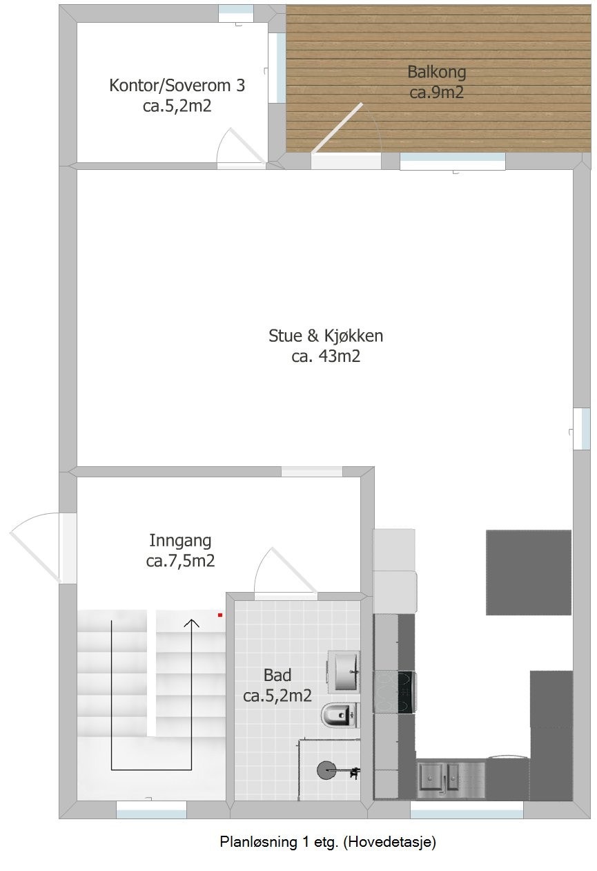 Planløsning 1 etg. (Hovedetasje) Galleribilde