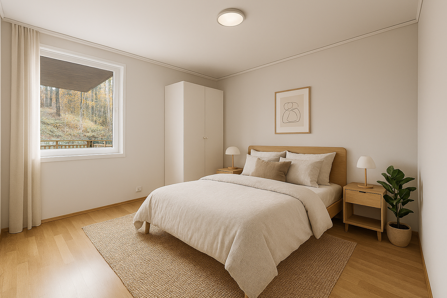 Digitalt møblert hovedsoverom Galleribilde