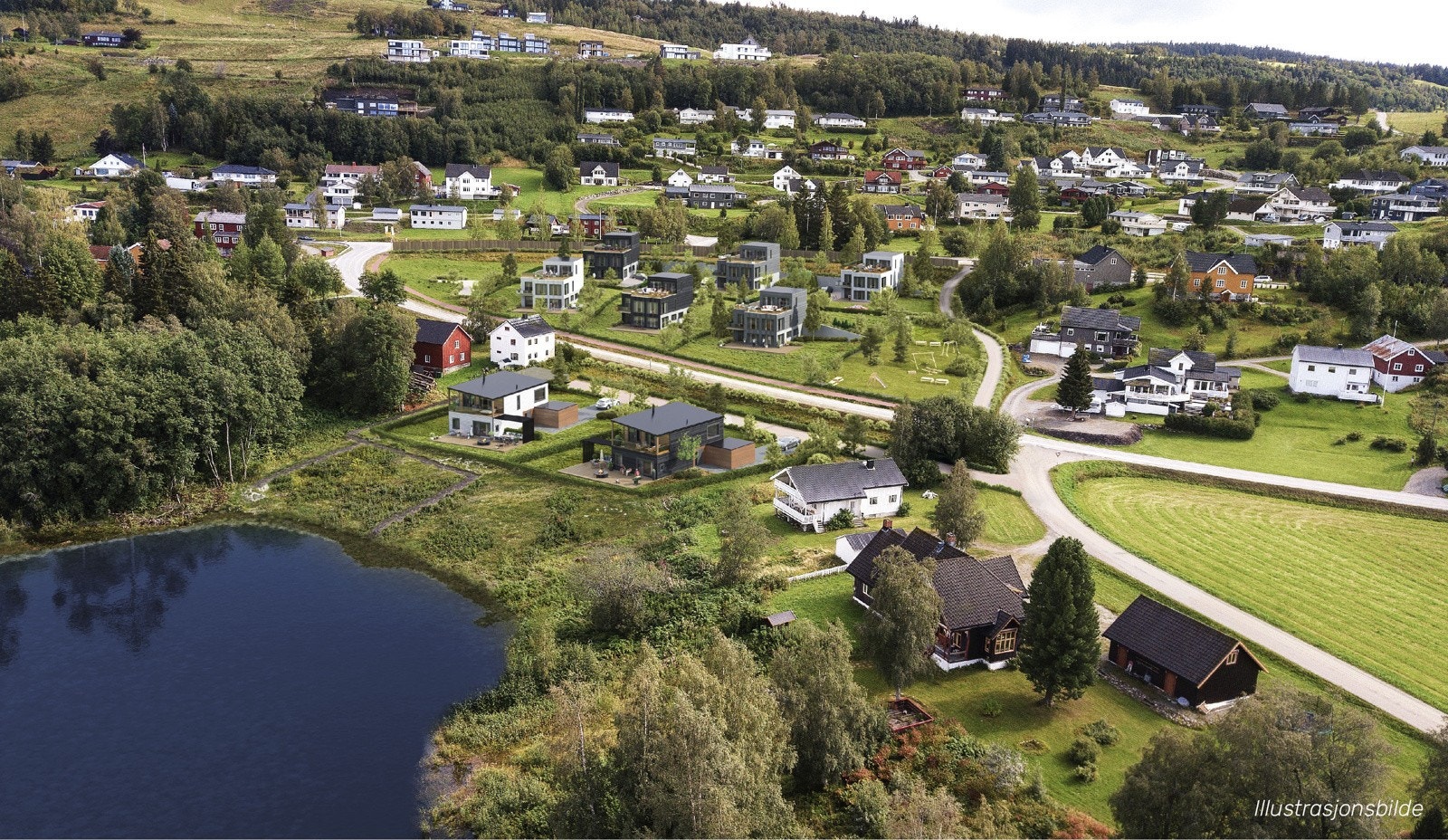 Oversiktsbilde for kommende boligfelt. Galleribilde