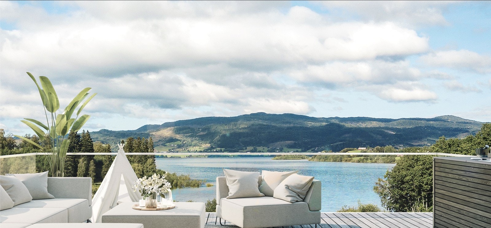 Stor terrasse med svært gode sol- og utsiktsforhold. Galleribilde