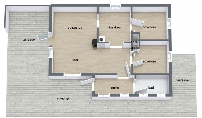 Plantegning hytte Galleribilde
