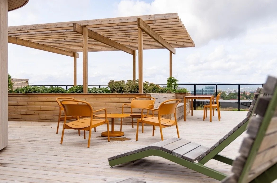 Hver takterrasse har stor felles gassgrill Galleribilde