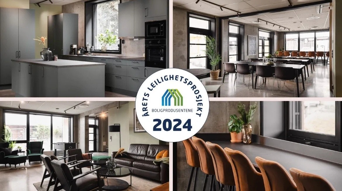 Nytt selskapslokale med lounge, stort kjøkken og spise/festsal. Kan bookes privat eller med naboene for sosial samvær. Ellers åpent for hjemmekontor, studier o.l. Galleribilde