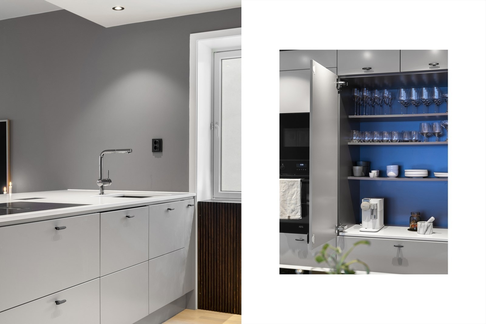 Videre er det montert kullfilterventilator, automatisk vannstopper og komfyrvakt. Galleribilde