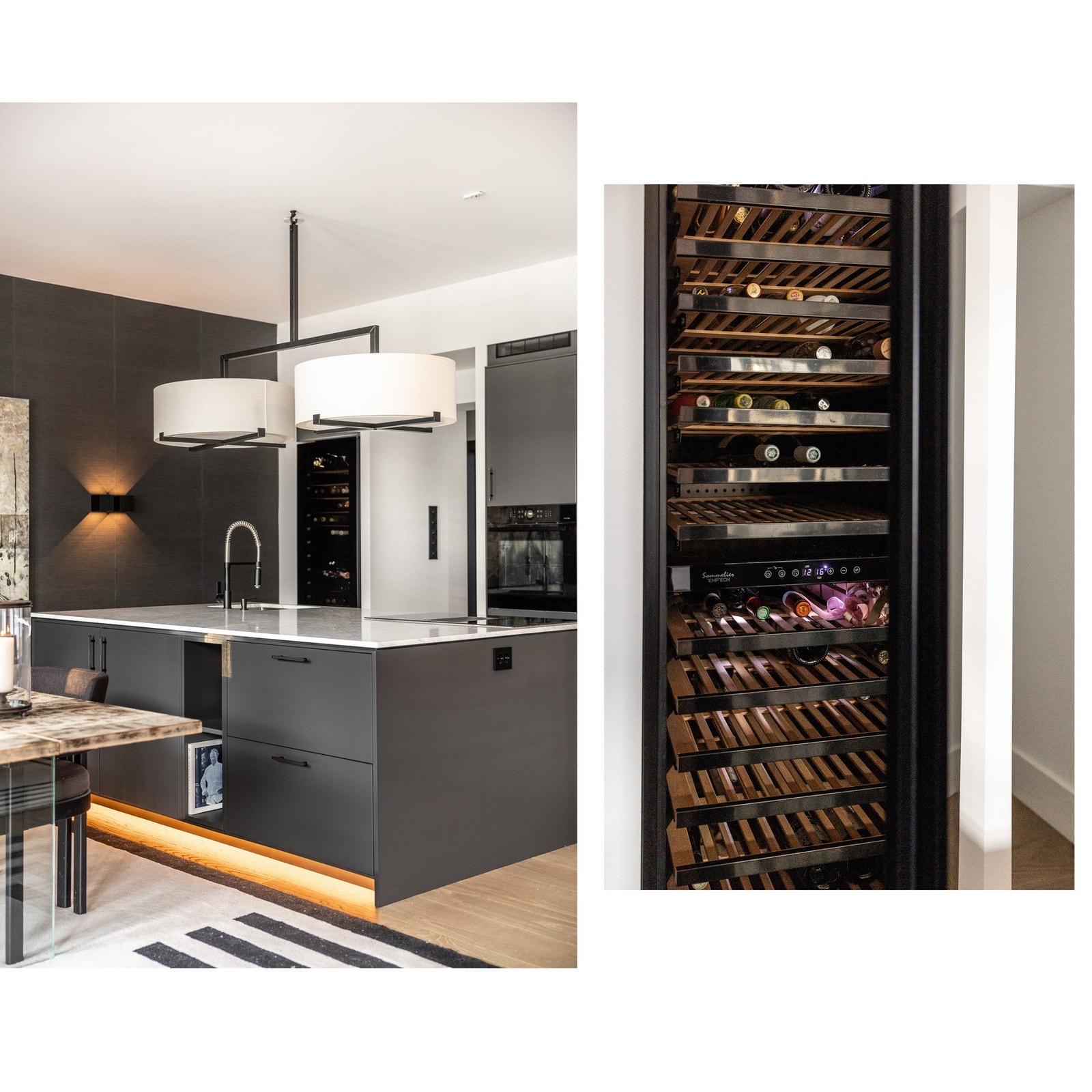 Fantastisk lekkert kjøkken fra Ballingsløv med en stor kjøkkenøy midt i, belagt med Carrara marmor benkeplate fra NSM AS. Galleribilde