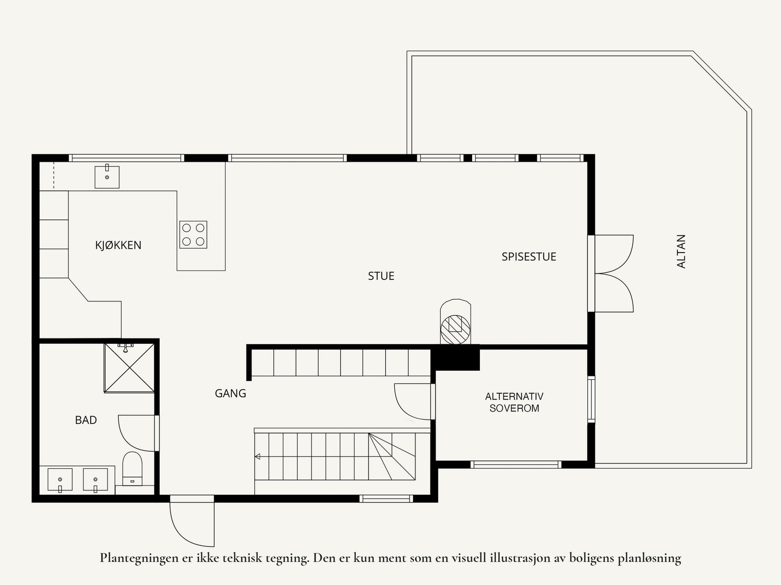 Alternativ plantegning 2.etasje. Galleribilde