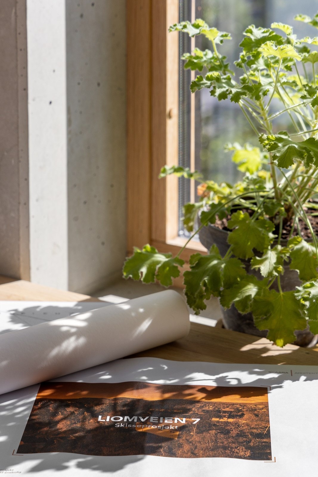 Kontoret har plassbygget innredning levert av Elen Møbelstudio, samt store vindusflater og en spennende arkitektur Galleribilde