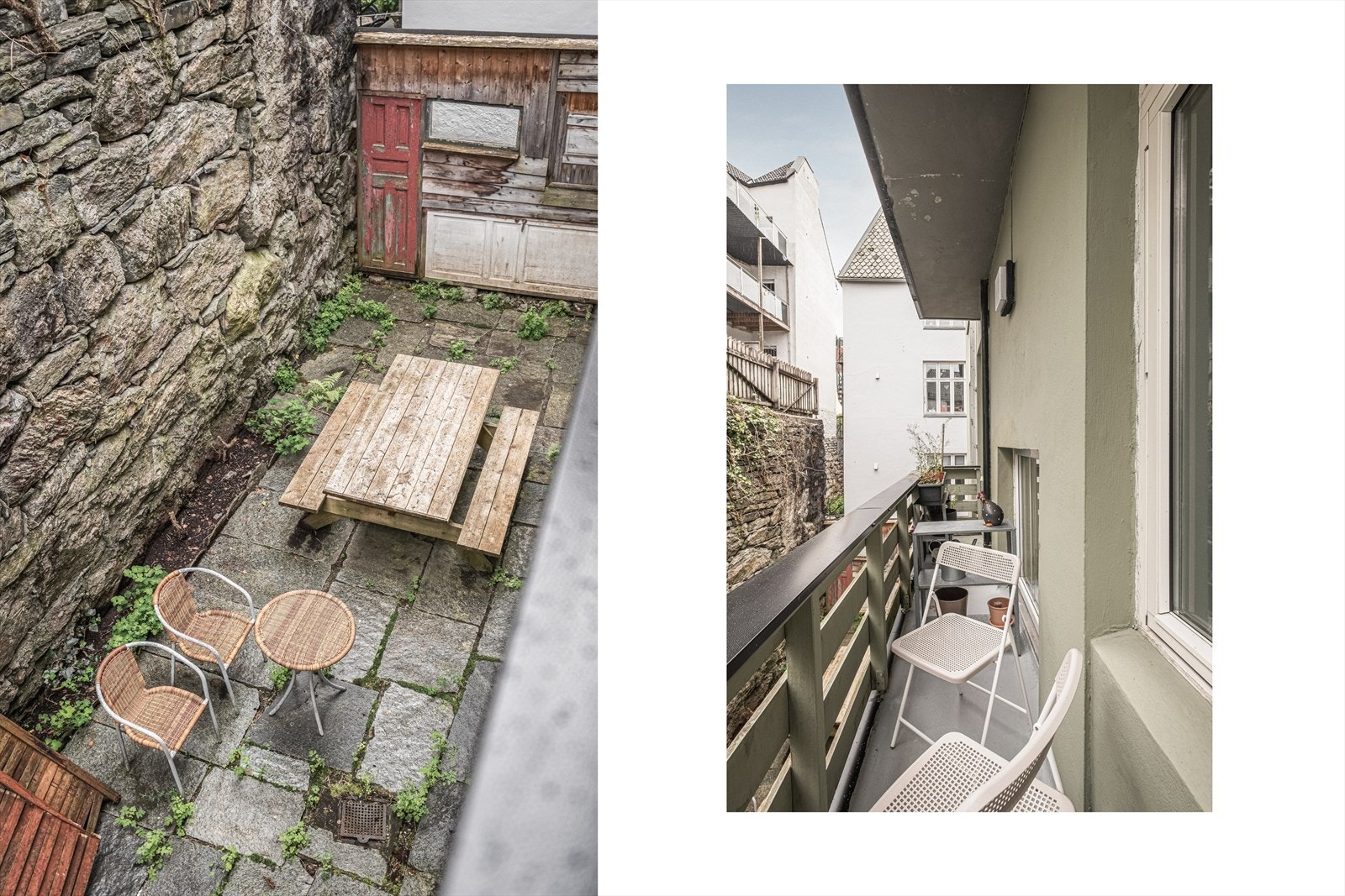 Felles koselig bakgård opparbeidet med skifer og diverse beplantning. Her kan man dekke på langbord og invitere venner til hyggelig hageselskap. Galleribilde