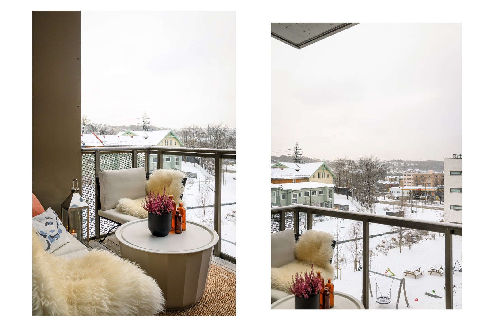 Det er god avstand til nabobygg, og man opplever leiligheten som ganske privat. Galleribilde