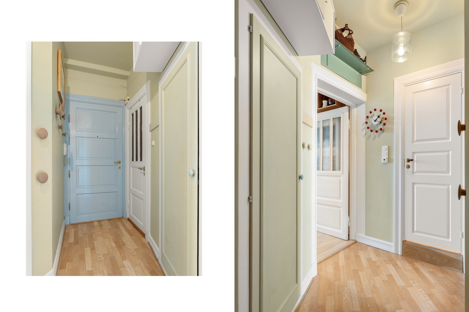 Oppbevaring i eget skap i entréen. Ellers bod på loftet med et gulvareal på 5,4 m², og i kjeller på 8 m². Galleribilde