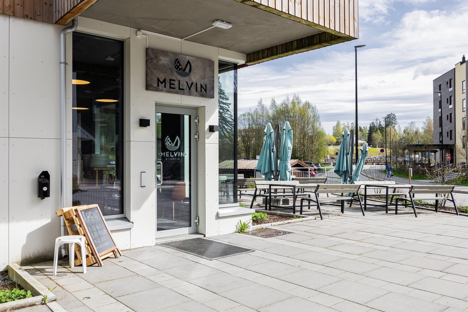 Melvin pizzeria ligger i første etasje. Galleribilde