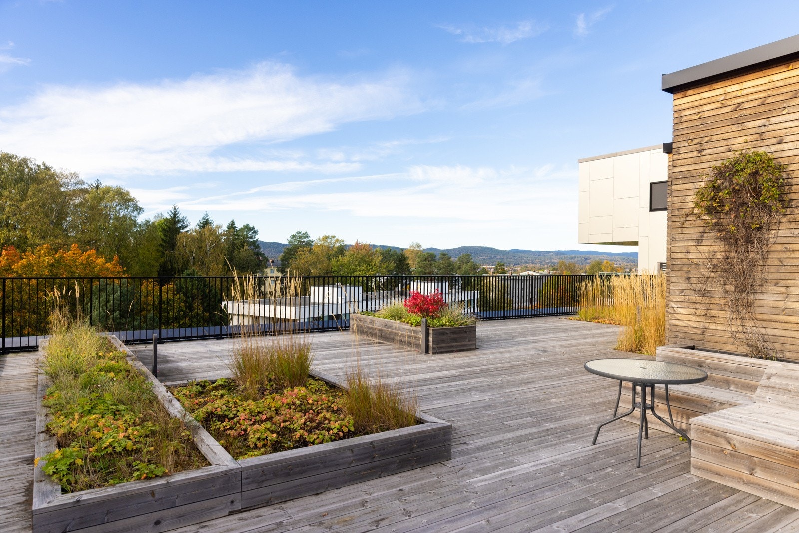 Nydelig felles takterrasse på toppen av bygget. Galleribilde