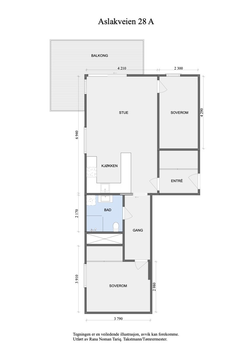 Målsatt plantegning. Galleribilde