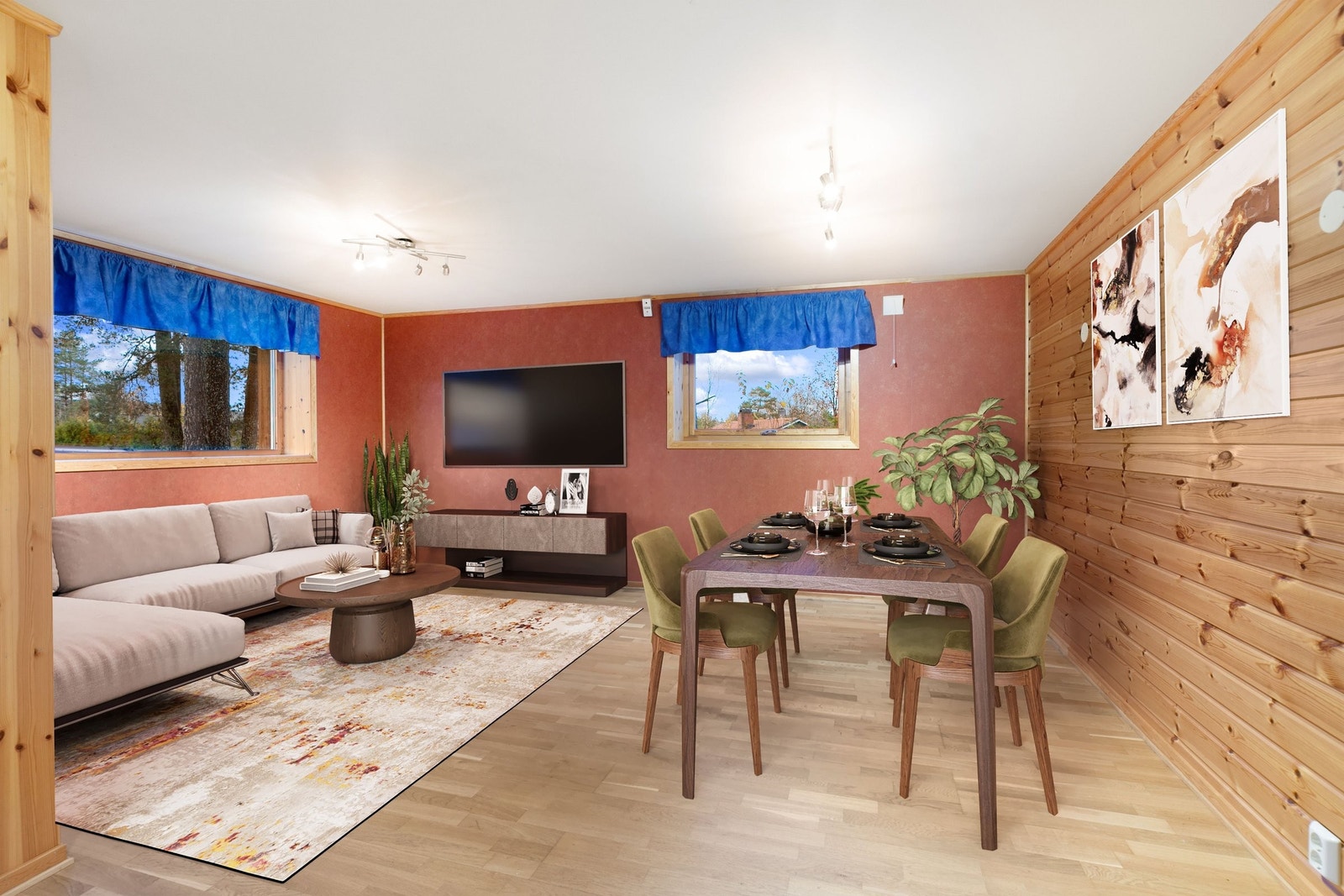 Kjellerstue med peis, digitalt stylet Galleribilde