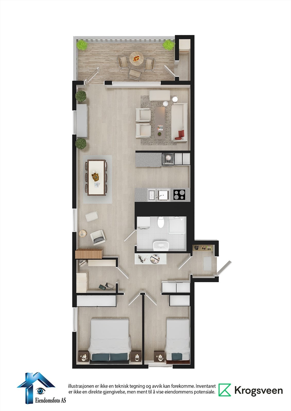 Møblert planskisse - Økern torgvei 9 E - 4. etasje Galleribilde