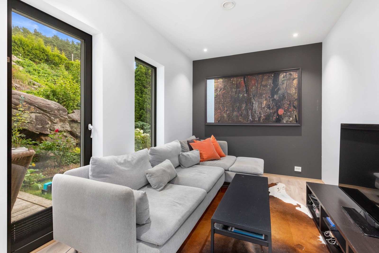 TV-stue i boligens underetasje Galleribilde