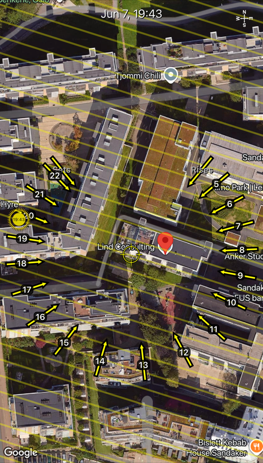 Solkart som viser solens bane på sommerstid. Galleribilde