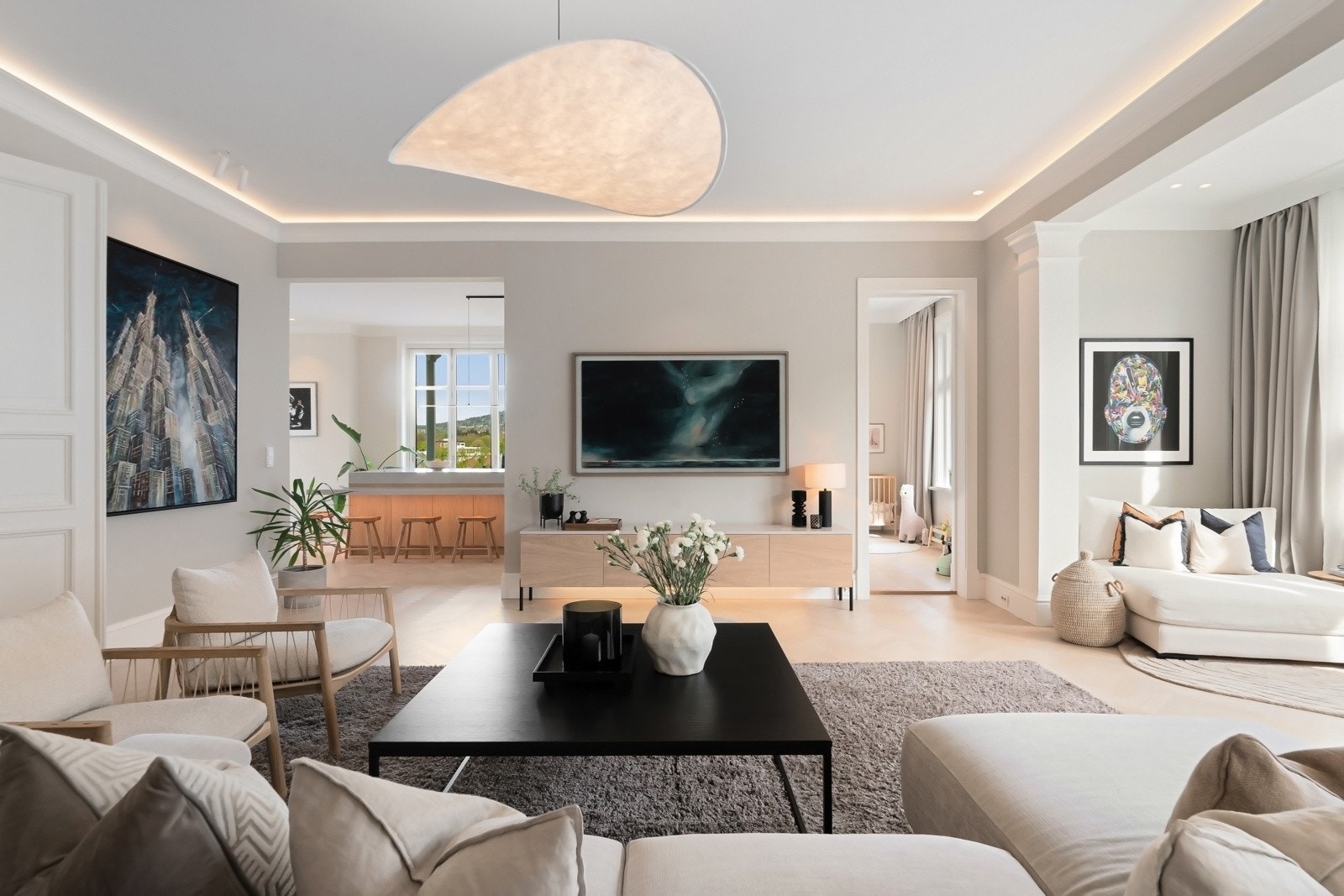 Alle rom er utstyrt med trådløs kontroll av belysning via lysstyringssystem fra Plejd.