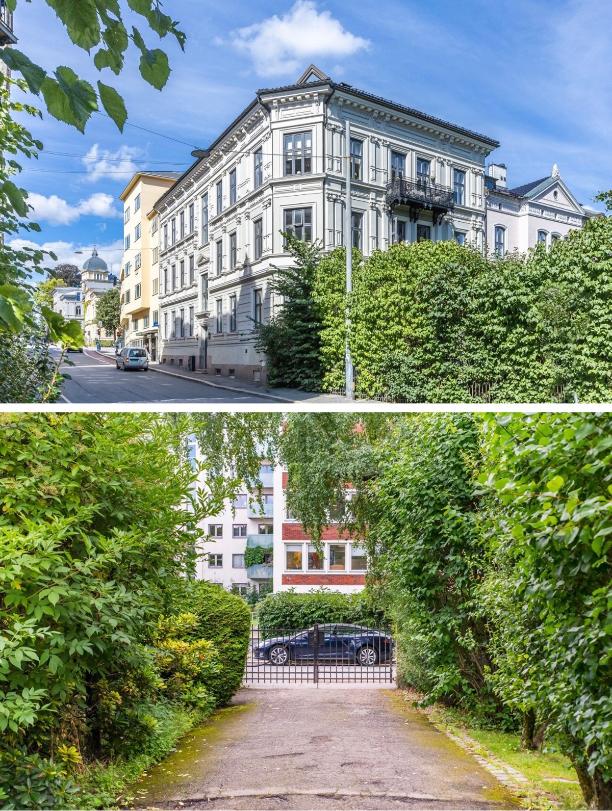 Herskapelig fasade og grønn, opparbeidet bakgård ? en oase midt i byen. Galleribilde