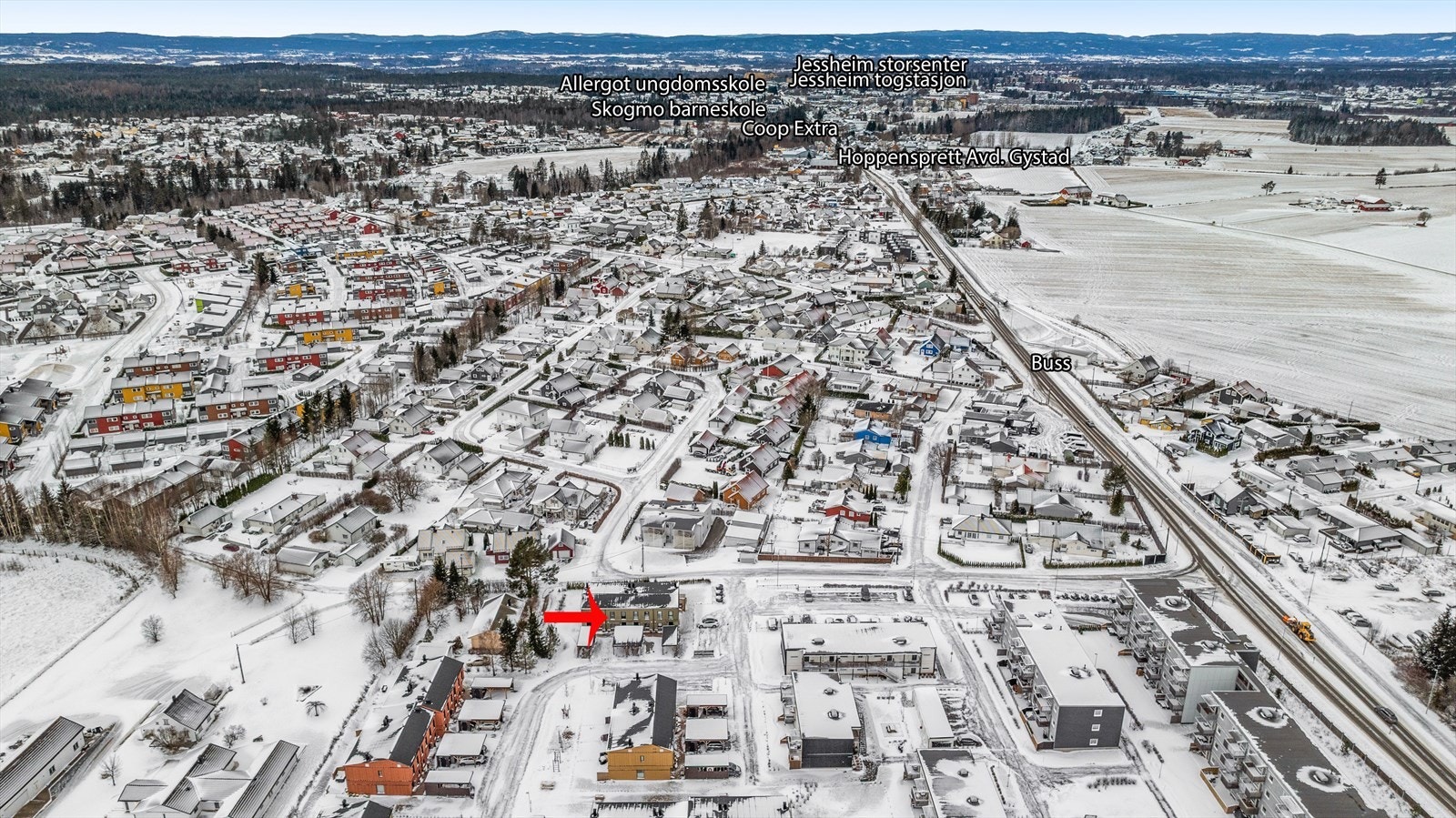 Kollektivtilbudet er godt, med bussholdeplassen Yttervegen kun fire minutters gange unna. Galleribilde