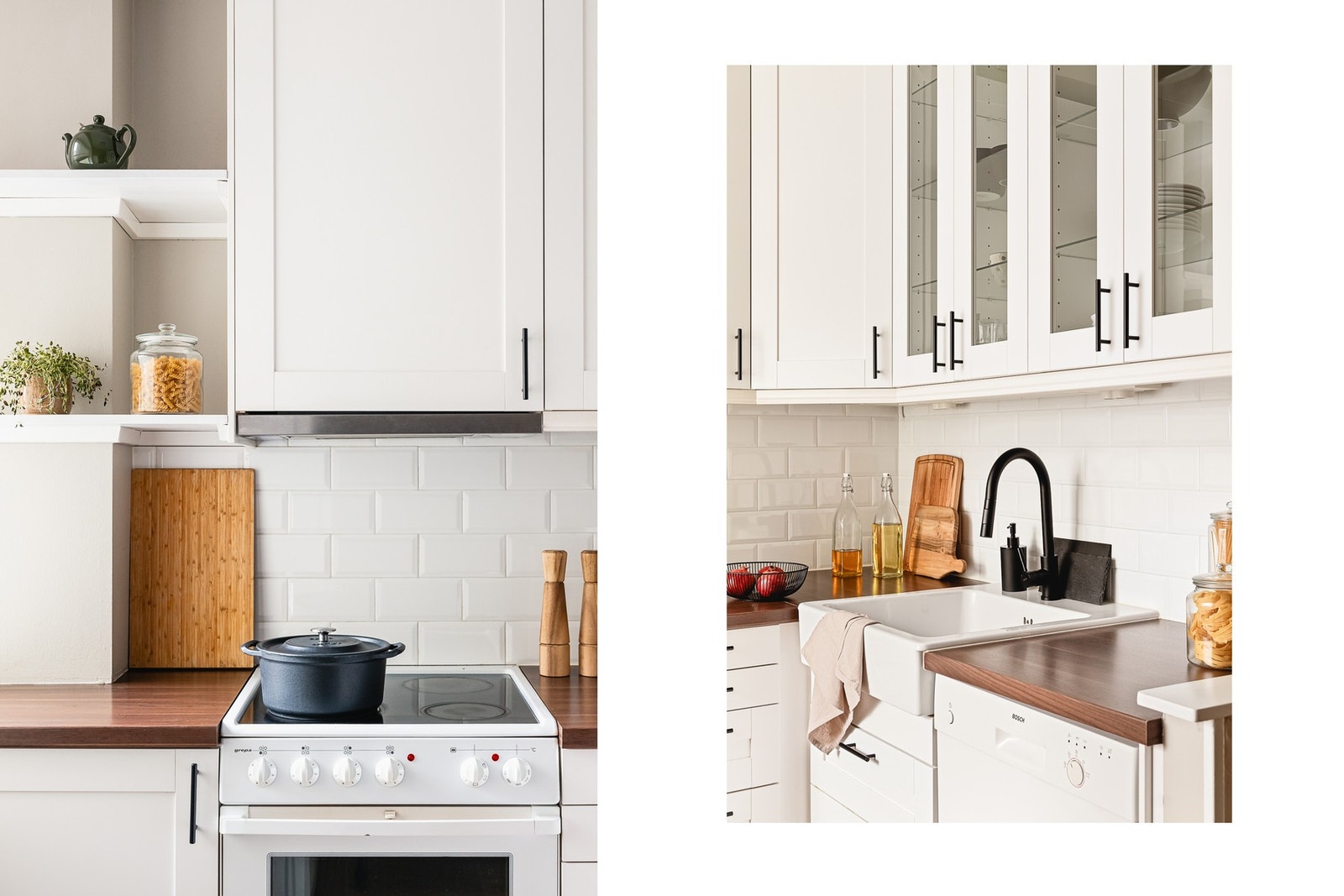 - Det er fliser over benkeplate og belysning/stikk under overskap - Galleribilde