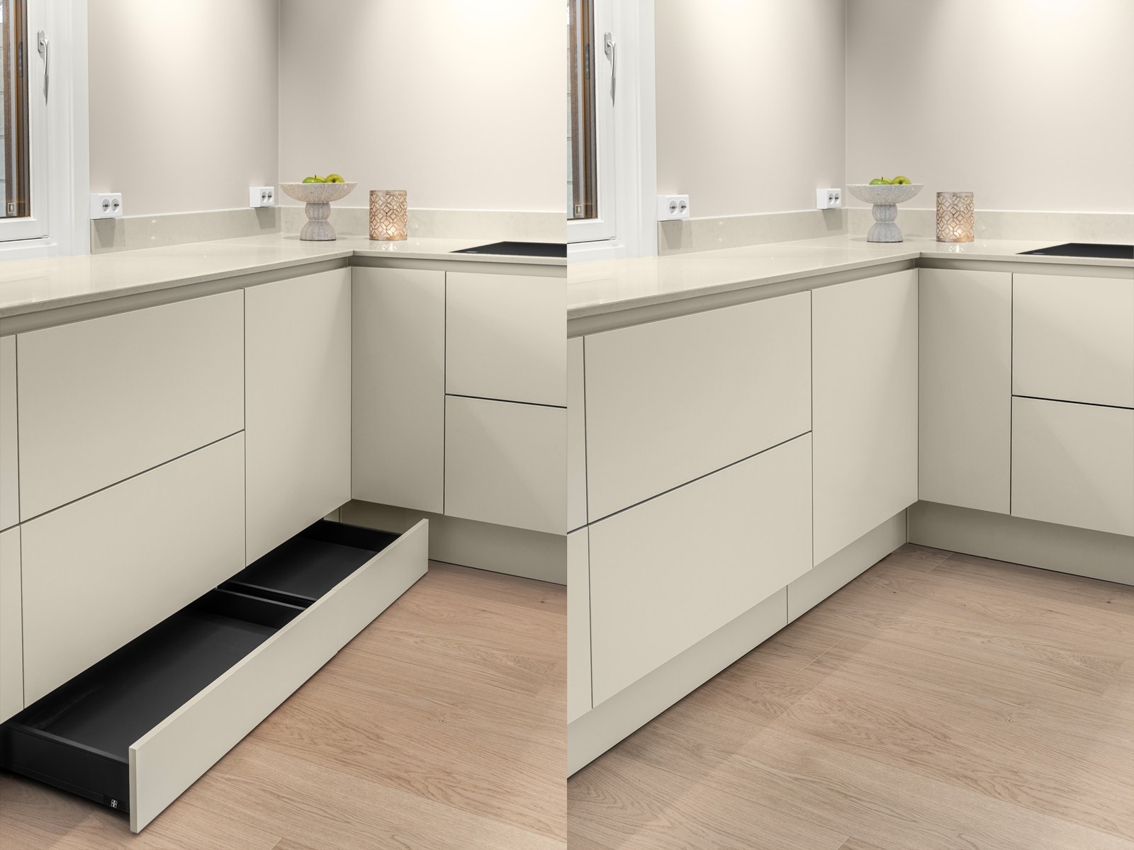 Plassen er utnyttet på en imponerende måte med smarte detaljer som skuffer integrert i sokkelen Galleribilde