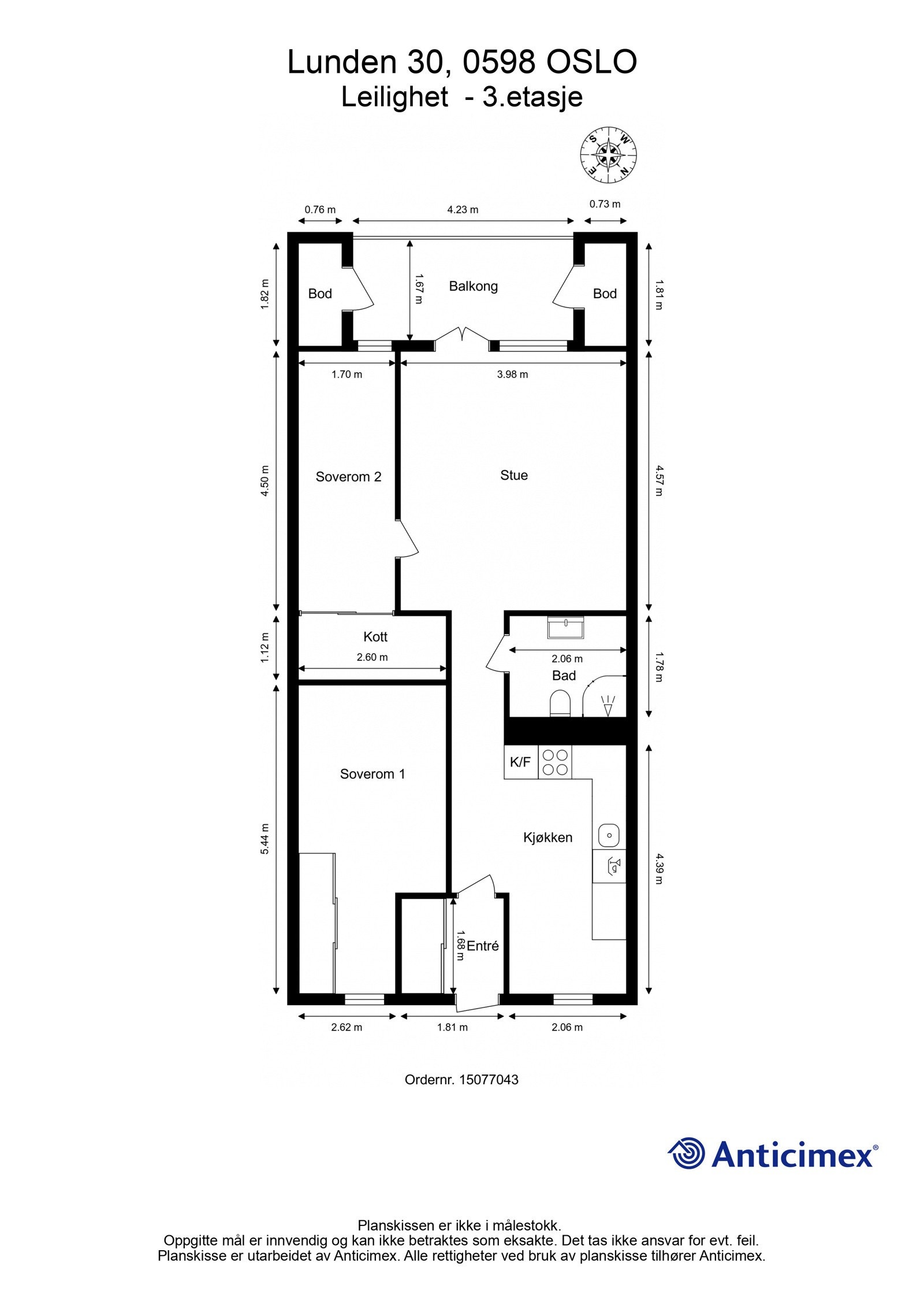 Plantegning med mål. Galleribilde